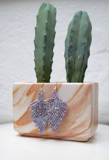 Handmade Ceramic Leaf Earrings - Light Purple - Eye Heart Curated