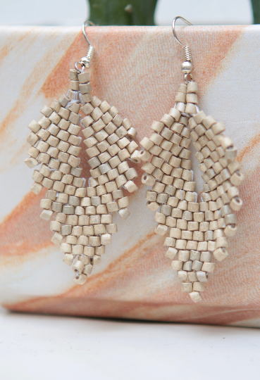 Handmade Ceramic Leaf Earrings - Off-White - Eye Heart Curated