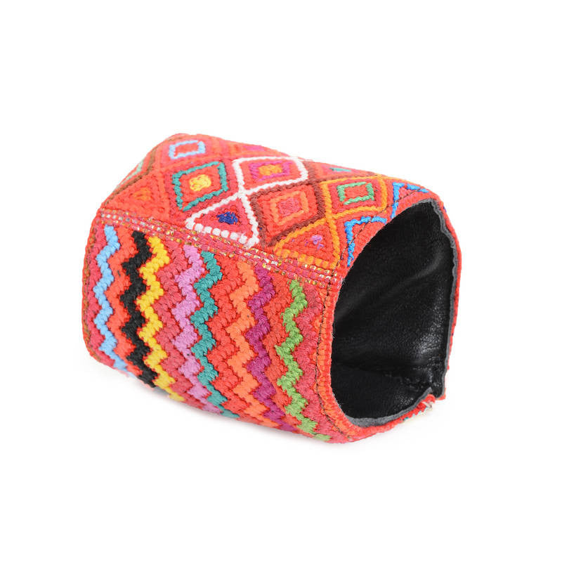 Vintage Huipil Leather Cuff - Eye Heart Curated