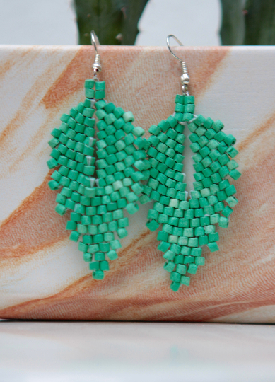 Handmade Ceramic Leaf Earrings - Emerald Green - Eye Heart Curated