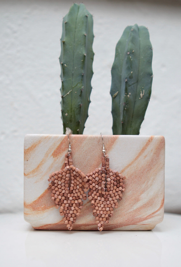 Handmade Ceramic Leaf Earrings - Wood - Eye Heart Curated