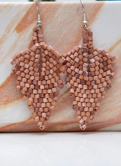 Handmade Ceramic Leaf Earrings - Wood - Eye Heart Curated
