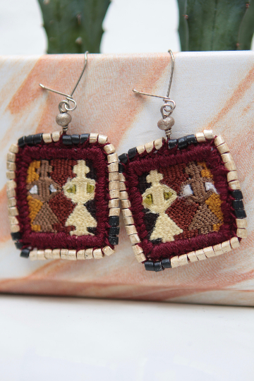 Handwoven Huipil Ceramic Earrings - Eye Heart Curated