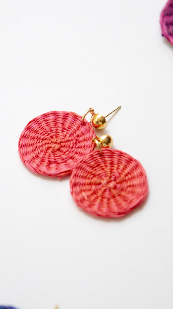Handmade Woven Junco Boho Earrings - Round, 5 Colors - Eye Heart Curated
