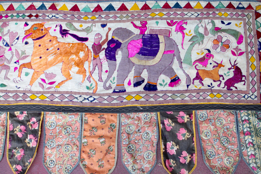 Vintage Indian Elephant Handwoven Textile - Eye Heart Curated